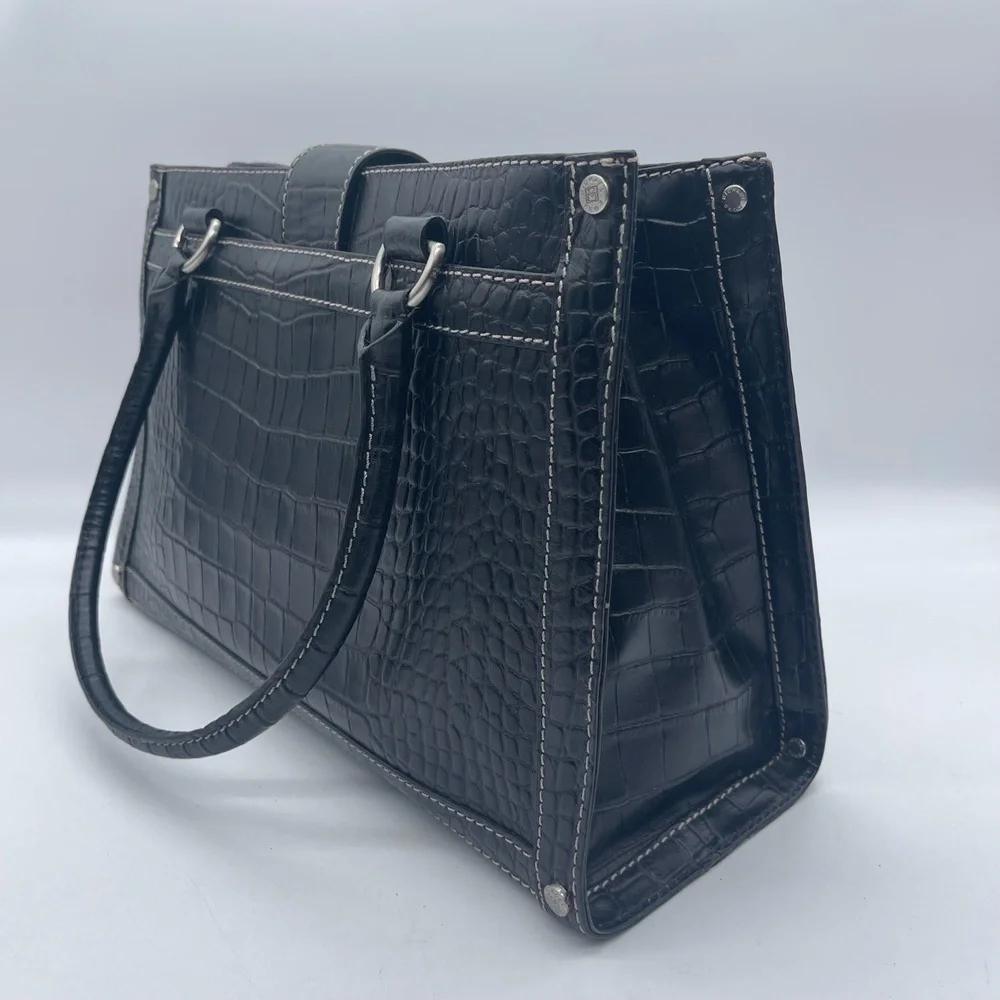 Michael Kors Vintage Croc Embossed Women's Large Handbag B-0806 Metal Studs‎